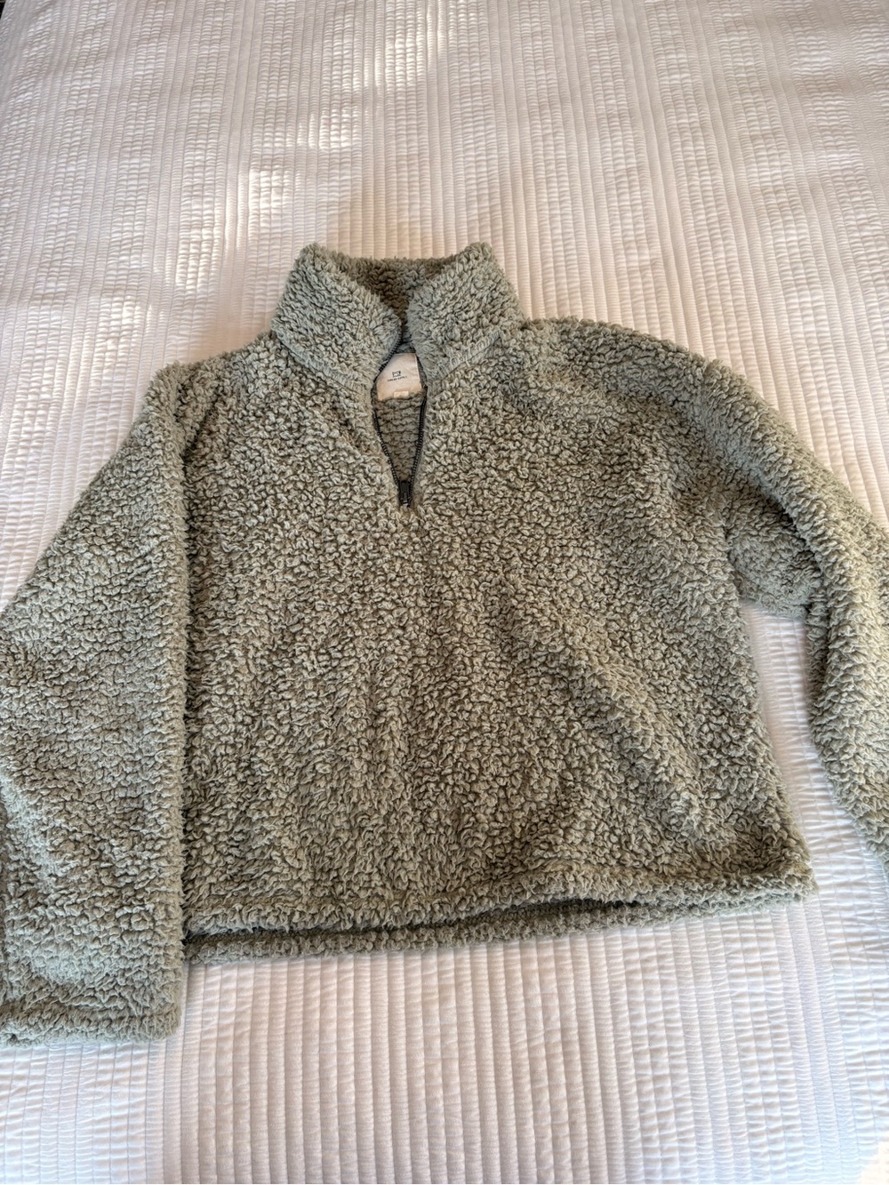 Thread & Supply Sage Green Sherpa Fleece Quarter Zip Pullover Small